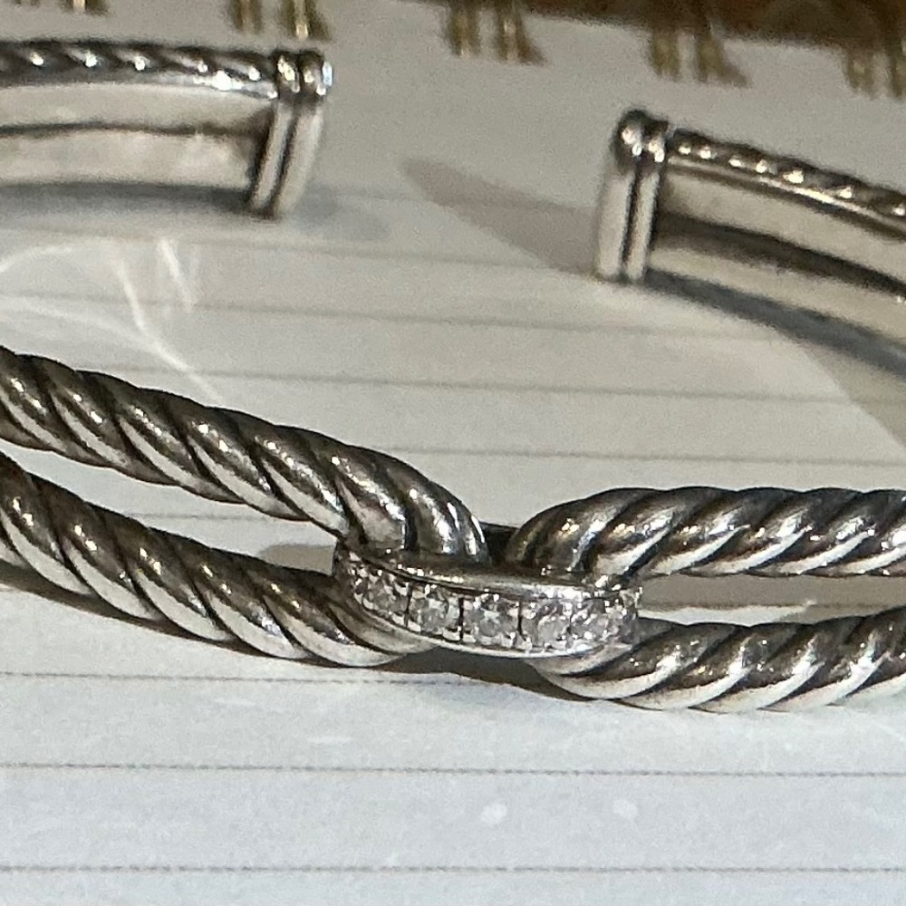David Yurman Authentic Cable Loop Bracelet w/Diamonds